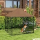 image 2 of PawHut Outdoor Dog House Kennel with Canopy Top & Lock Rotating Bowl Holder