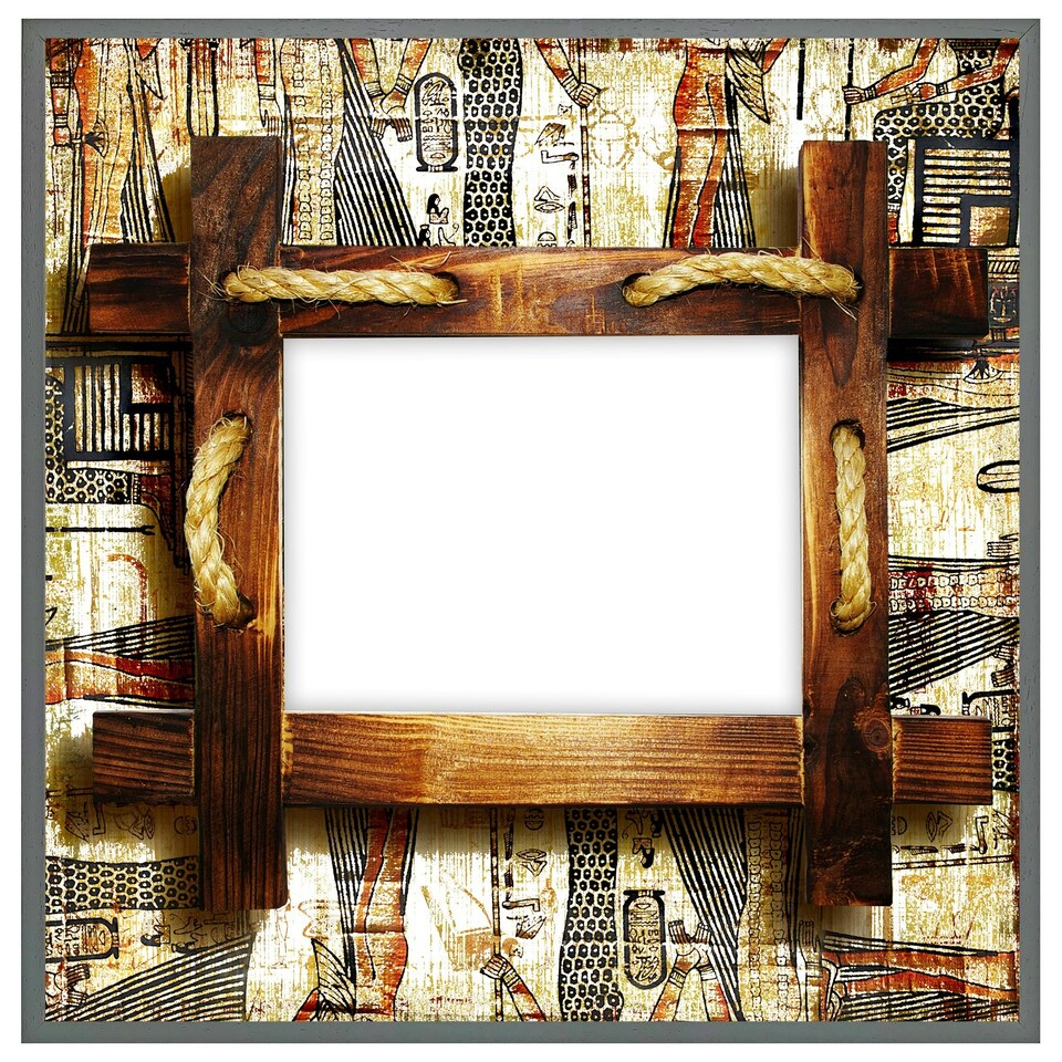 image 1 of Rustic egyptian wooden frame (Picture Frame) Brown | Oak | XL