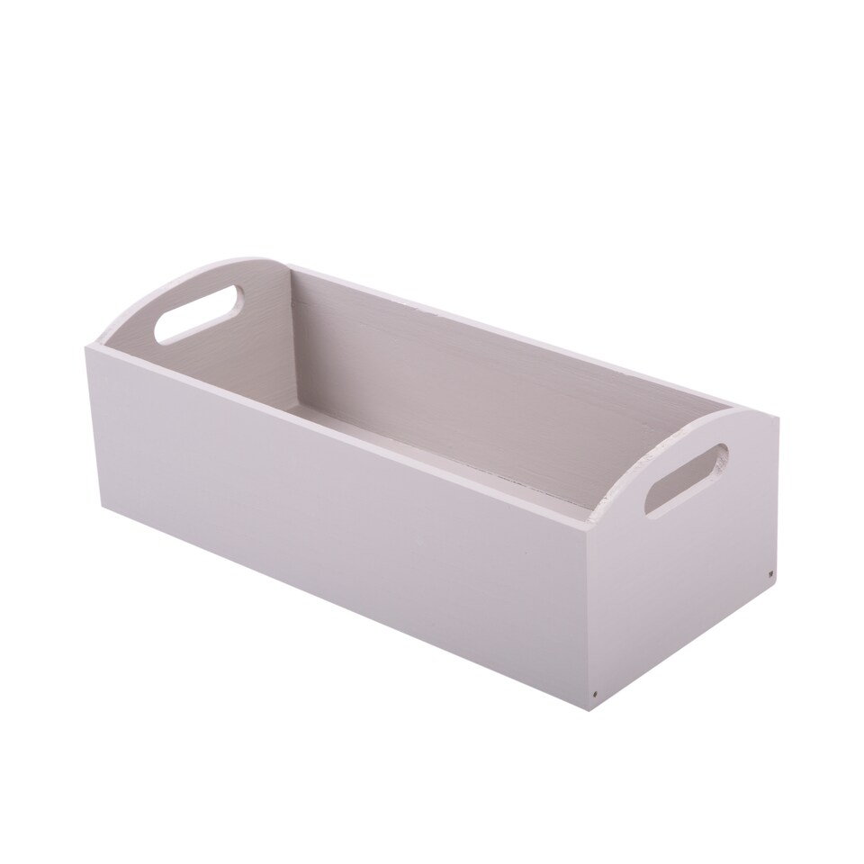 image 1 of Wickerfield Set of 2 Wooden Storage Boxes with Cutout Handles, Kitchen and Desk Organisers