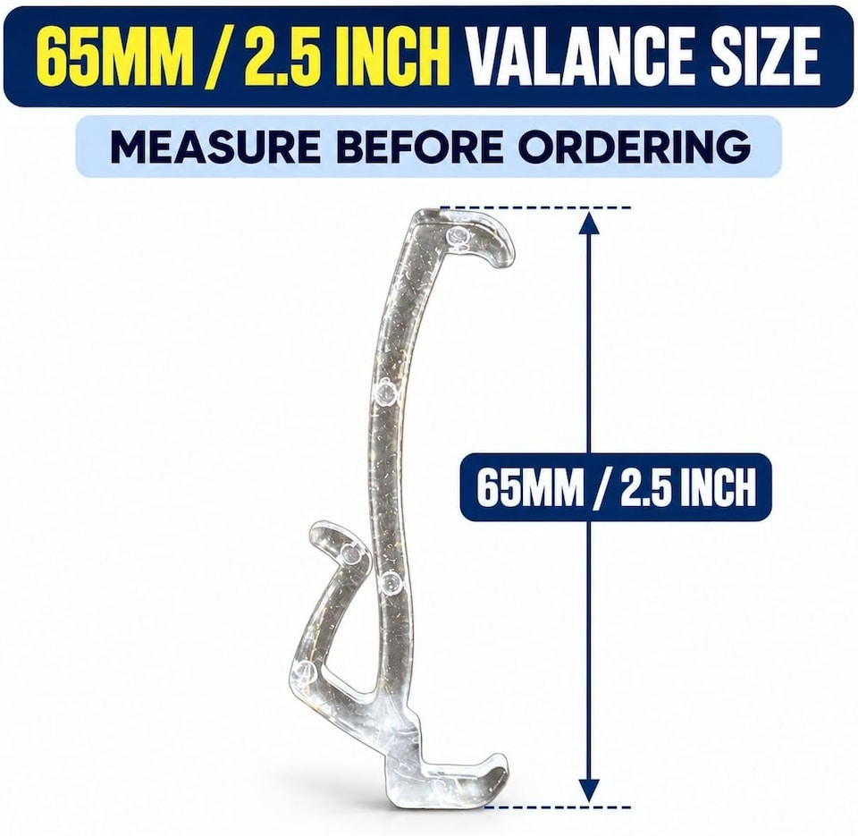 image 1 of 65mm Valance Pelmet Clips for Wood Venetian Blinds Clear Pack of 4