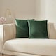 image 2 of OHS 2 x Soft Plain Matte Velvet Cushion Covers, 45x45cm - Forest Green