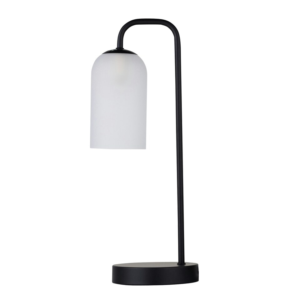 image 1 of Set of 2 Victoria - Black Touch Lamps with Frosted Glass Shades Black | White