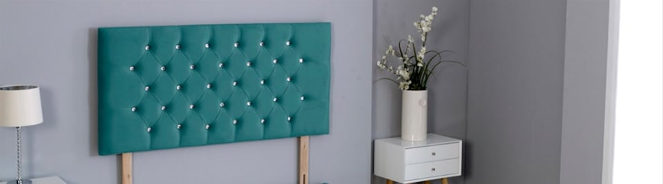 Green Plush Velvet Chesterfield Headboard | Green | 2FT6 Small Single 26"inch Headboard