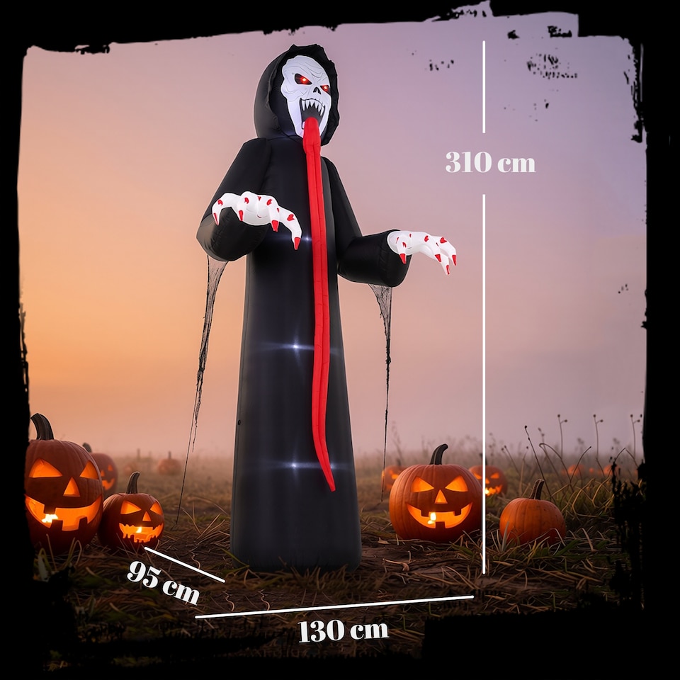 image 1 of Outsunny 10 FT Halloween Inflatable Skeleton with Built-in LED Lights