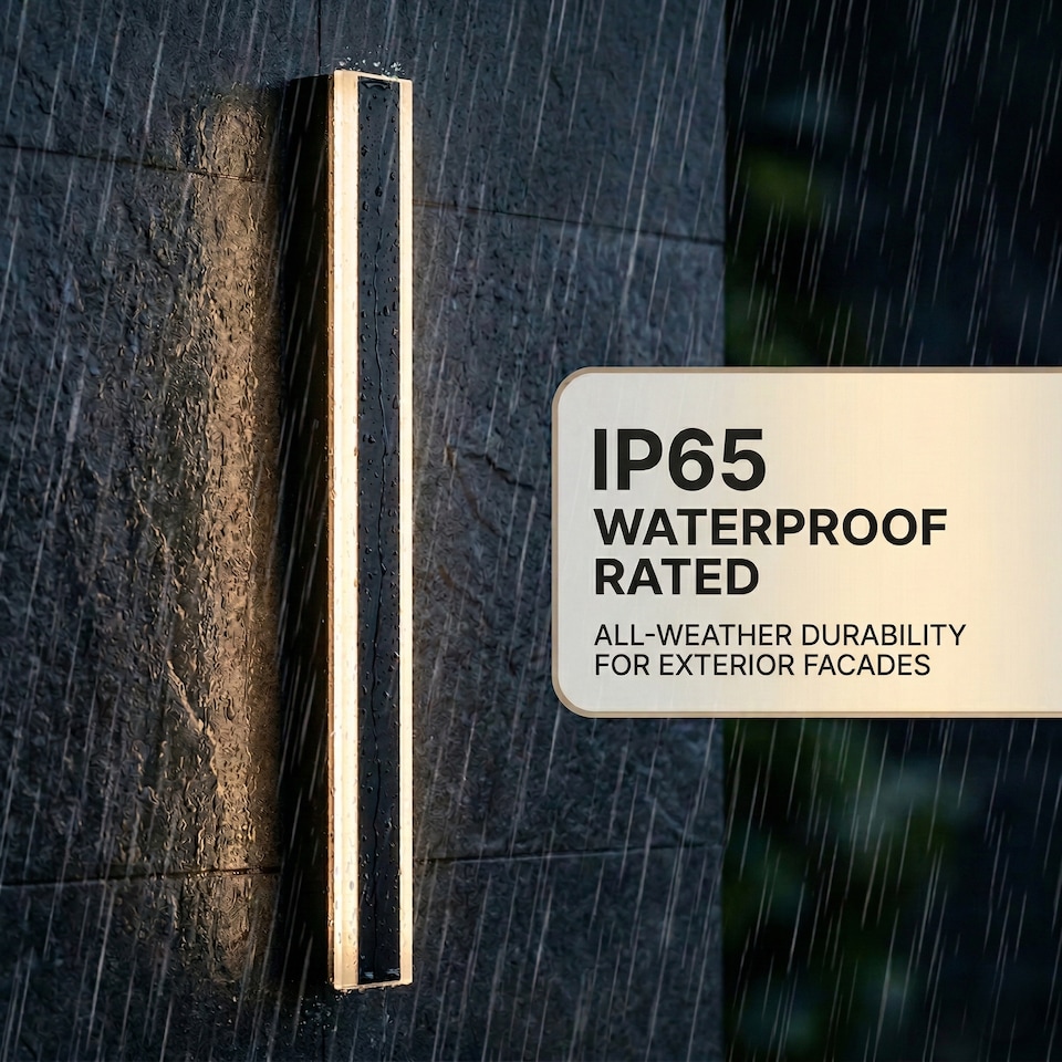 image 1 of Ener-J Outdoor LED Wall Light 100cm Black 24W Warm White IP65 Linear Bar