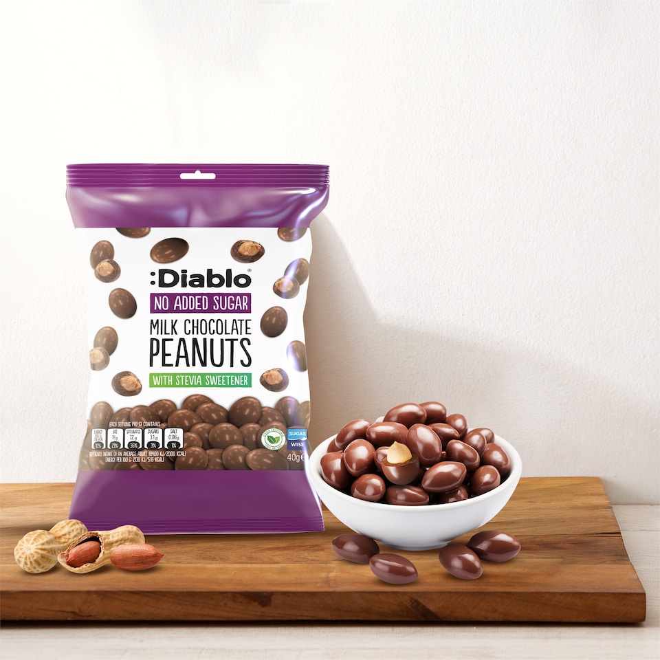 image 1 of Diablo No Added Sugar Milk Chocolate Peanuts 40g