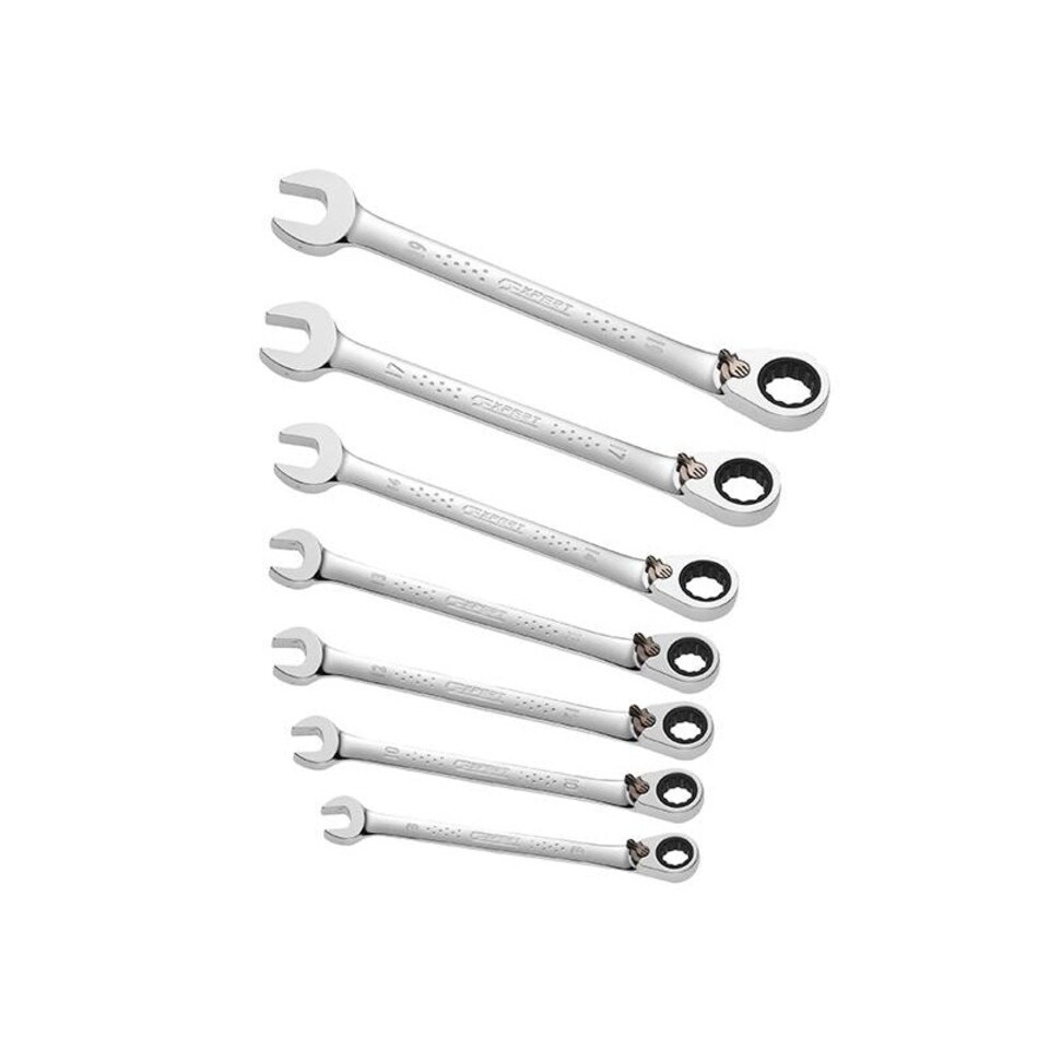 Expert Ratchet Combination Spanner Set, 7 Piece - Multi Colour - One Size