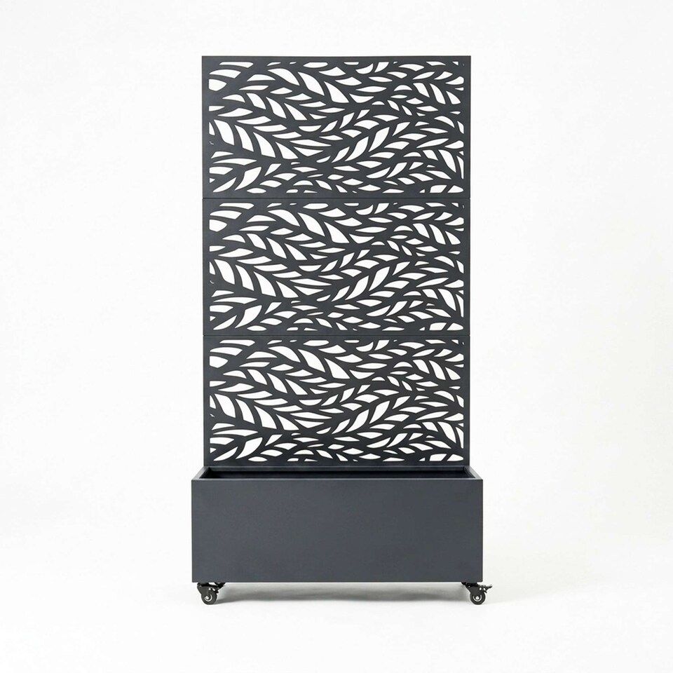 image 1 of Nicoman Metal Privacy Screen with Planter Pot Leaf Pattern