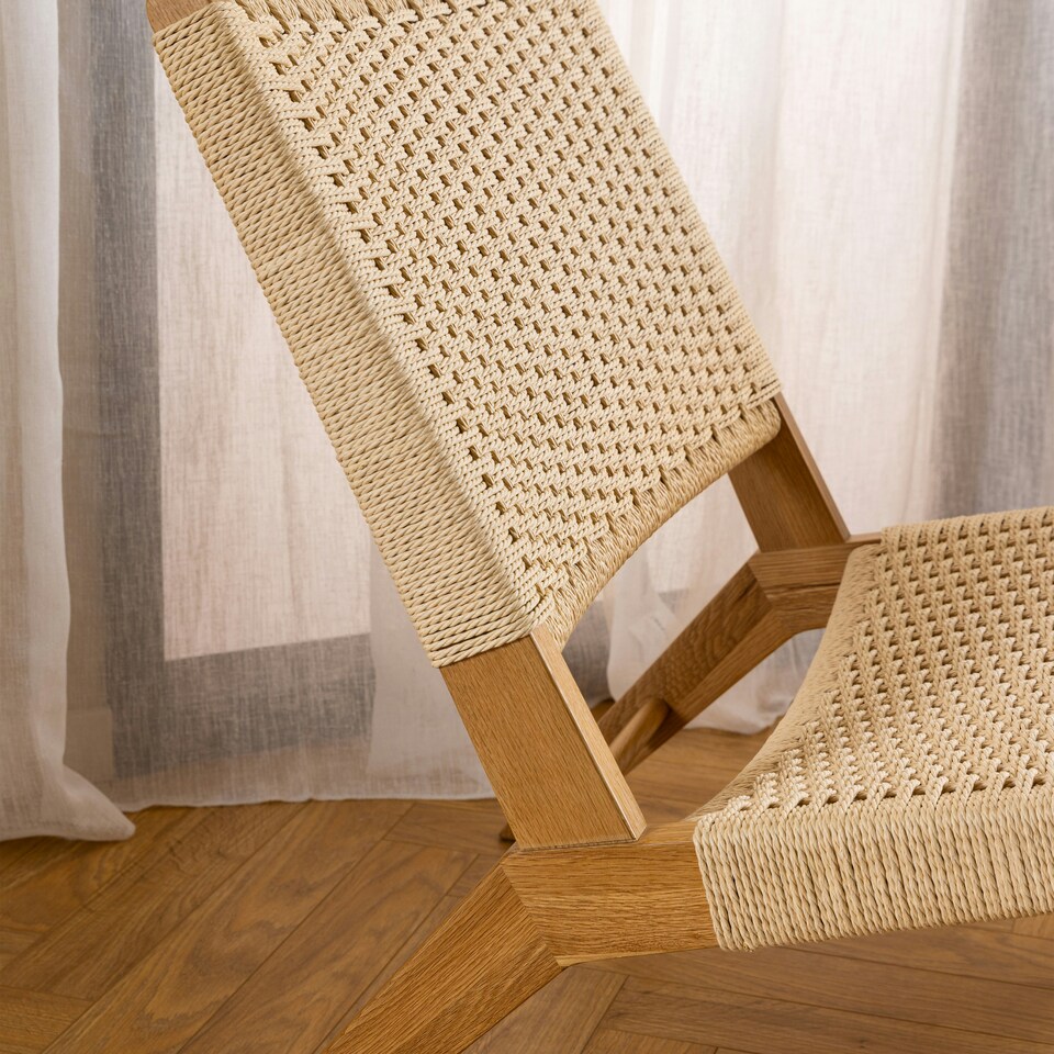 image 1 of Carson Lounge Chair in Off White and Oak