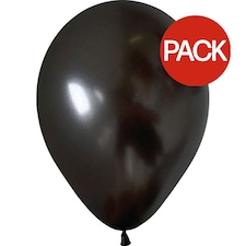 Latex Plain Balloons (Pack of 100) - Metallic Black - One Size