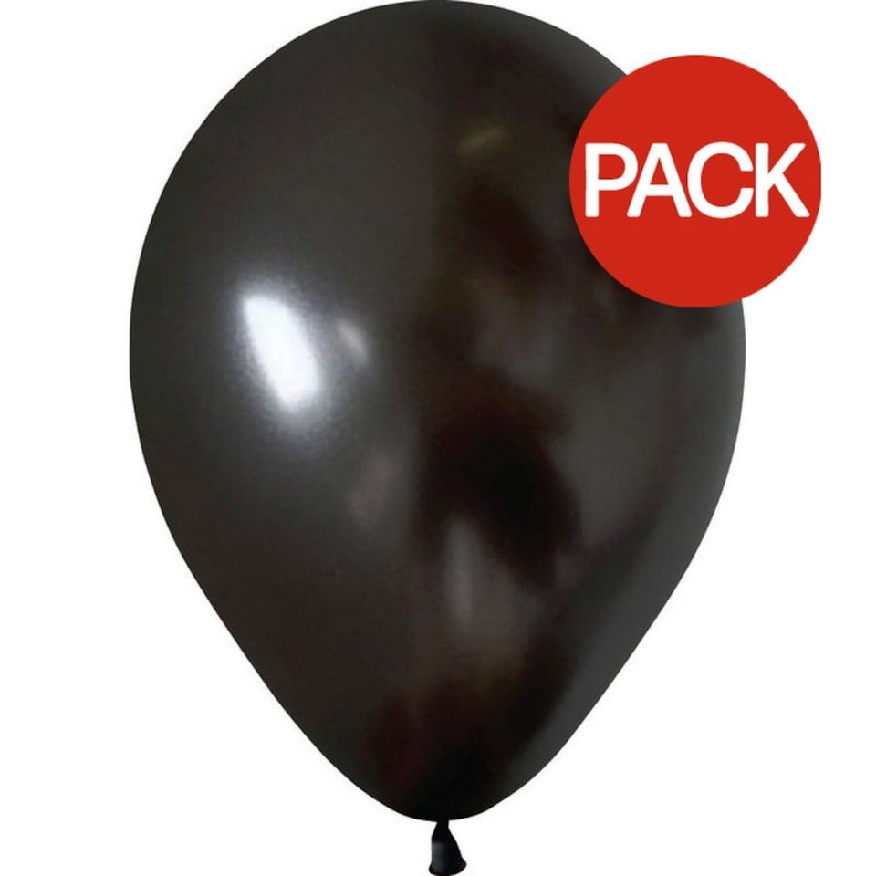 Latex Plain Balloons (Pack of 100) - Metallic Black - One Size