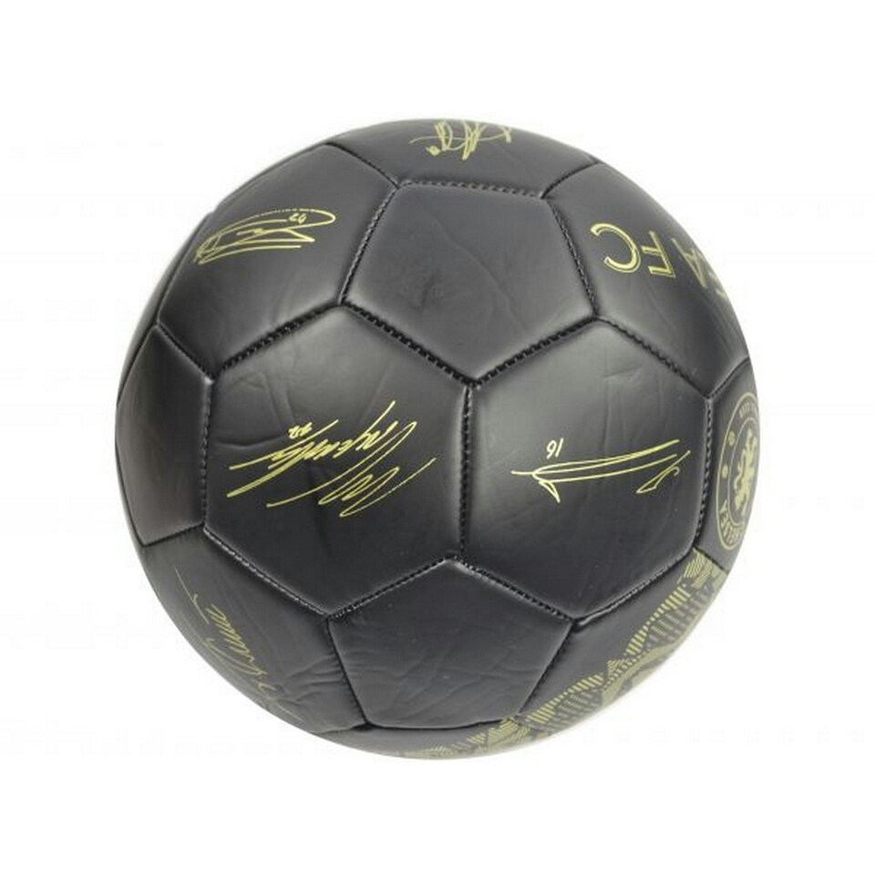 image 1 of Chelsea FC Signature Phantom Faux Leather Football - Black/Gold - 5