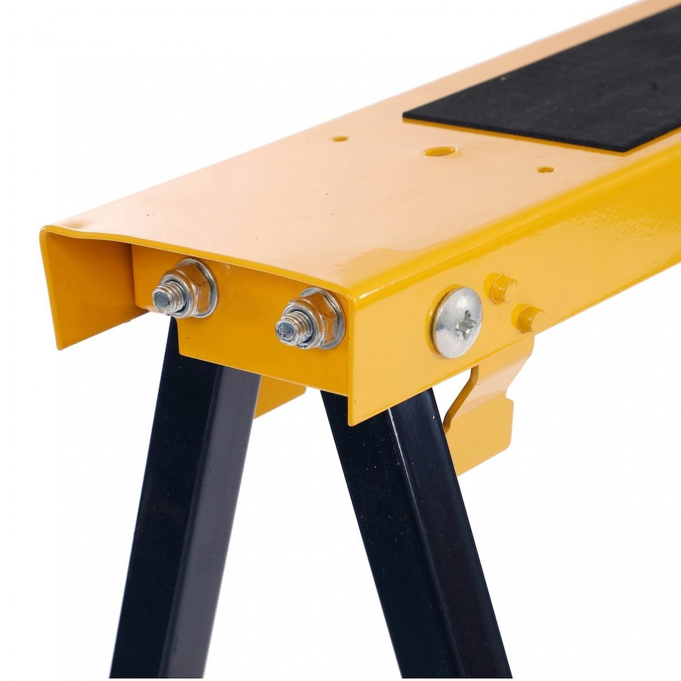 image 1 of Oypla 2x Saw DIY Garage Work Bench Carpentry Building Trestles Load 100KG Yellow