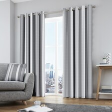 Fusion Whitworth Stripe Eyelet Curtains Grey