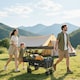 image 10 of Outsunny Outdoor Push Pull Wagon Stroller Cart w/ Canopy Top Black