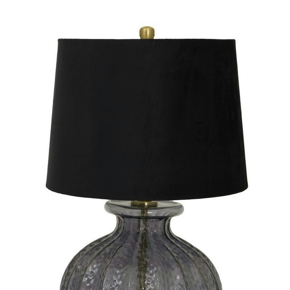 image 1 of Luxton Fluted Lamp with Velvet Shade - Glass - L38 x W38 x H64 cm - Black Black