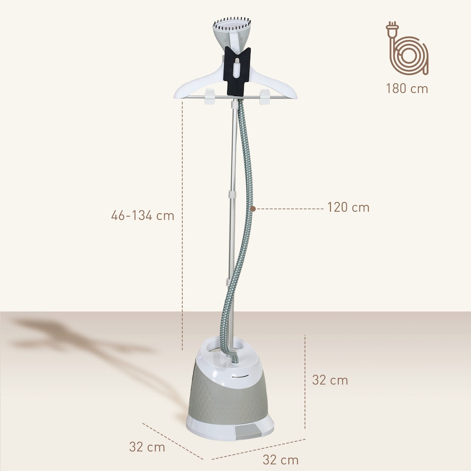 image 1 of HOMCOM Clothes Steamer, Garment Steamer Clothing Wrinkle Remover, Grey