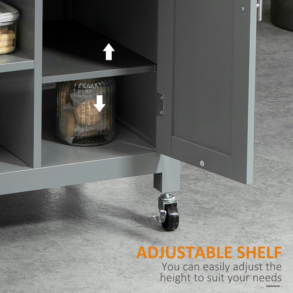 image 1 of HOMCOM Compact Kitchen Trolley Utility Cart on Wheels with Open Shelf Grey