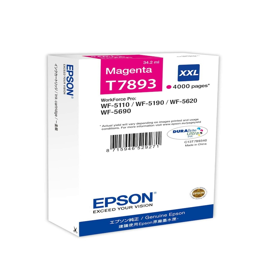 Epson T7893 Magenta Genuine, XXL High Yield Ink Cartridge DuraBrite Ultra