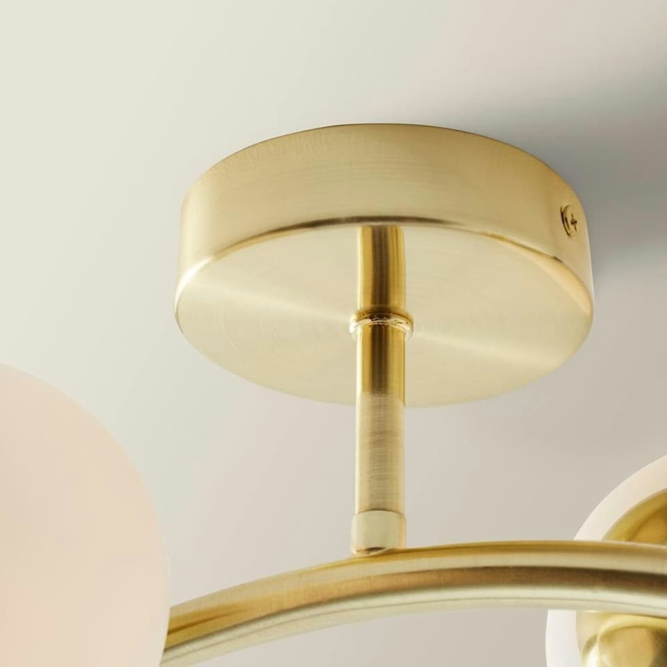 image 1 of ValueLights Jas Gold 4 Way Ceiling Light with Opal White Frosted Glass Globe Shades | Gold