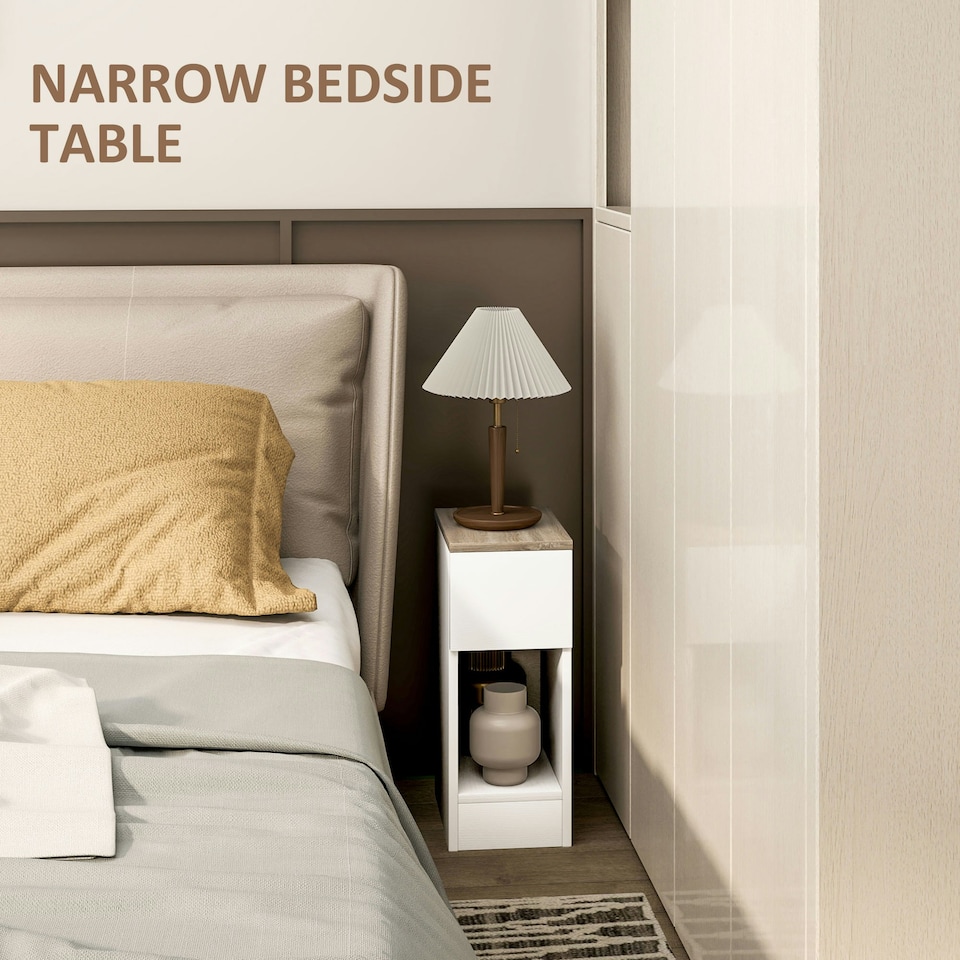 image 1 of HOMCOM Bedside Tables Set of 2, Nightstands for Bedroom, Living Room, White