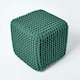 image 3 of Homescapes Forest Green Cube Cotton Knitted Pouffe Footstool