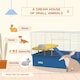 image 3 of PawHut Small Animal Cage, Rabbit Guinea Pig Hutch, Pet Playhouse, Blue