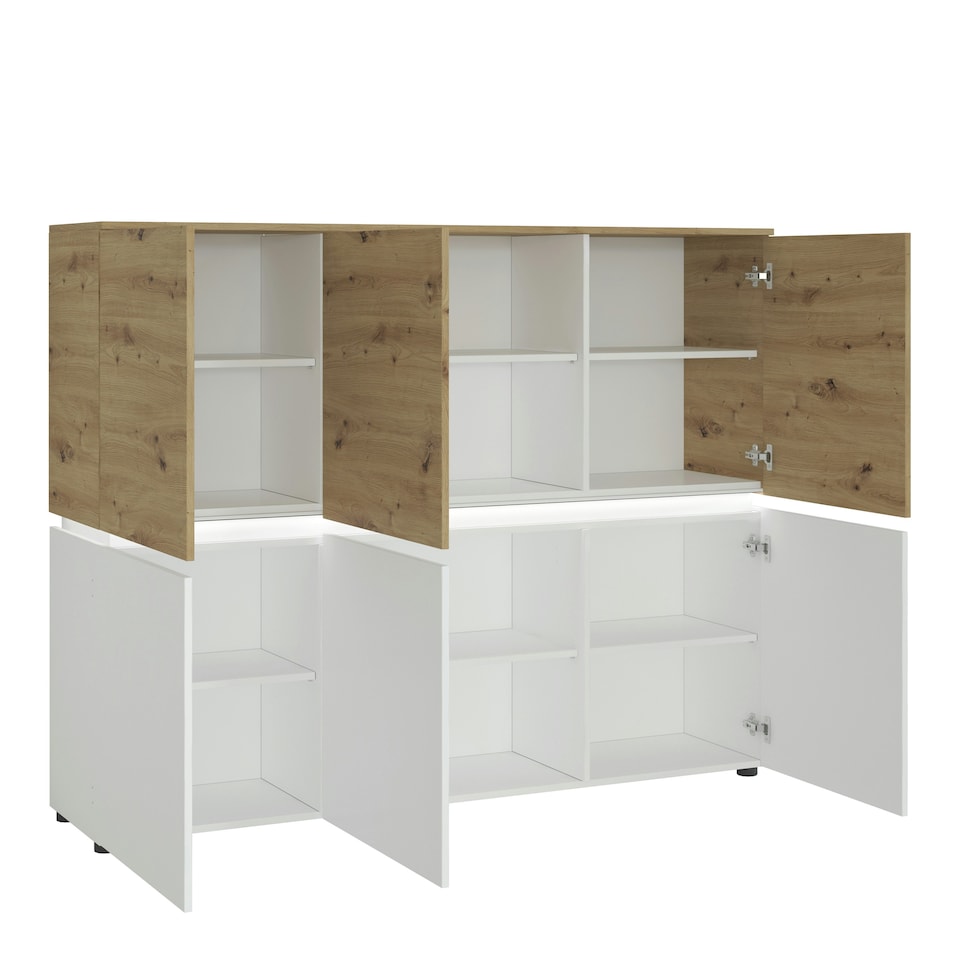 image 1 of Luci 6 Door Cabinet (including LED lighting) in White and Oak