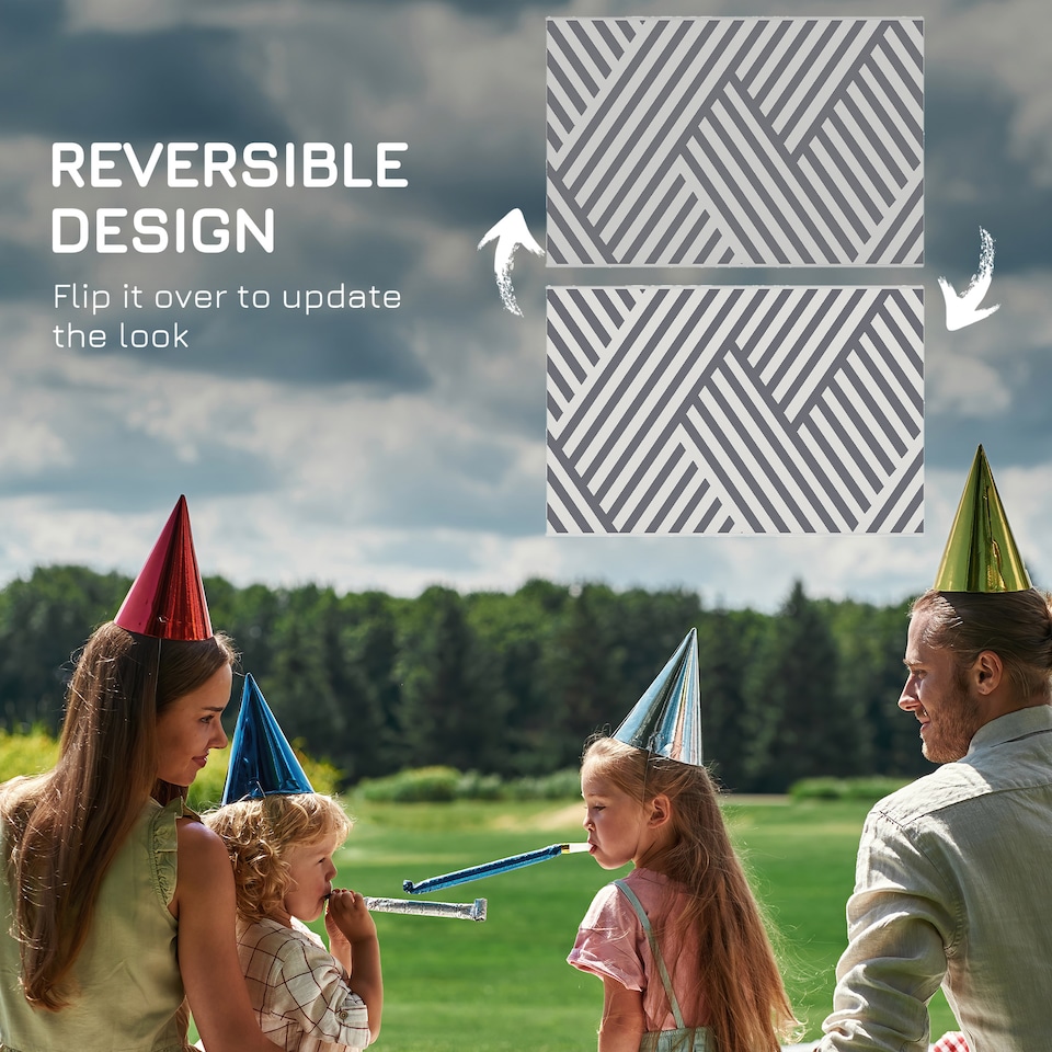 image 1 of Outsunny Reversible Waterproof Outdoor Rug W Carry Bag, 182 x 274cm, Brown | Multi | Grey and Cream | 182 x 274 x 0.3cm