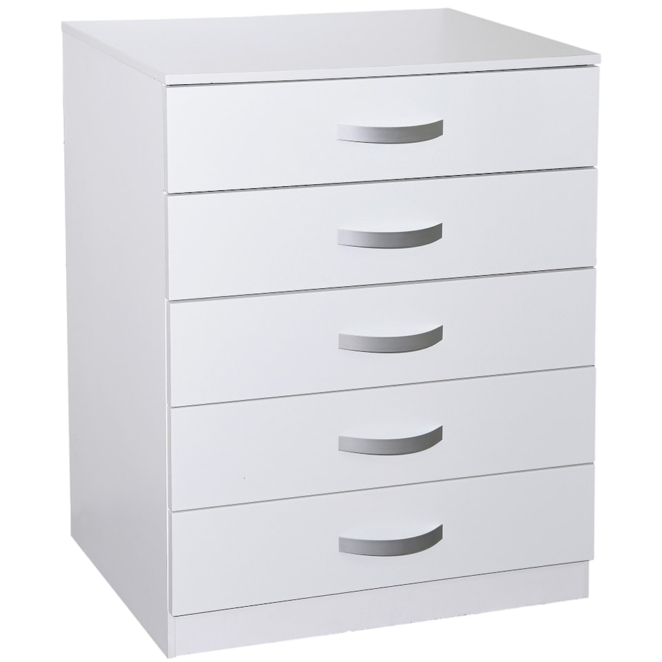 image 1 of Vida Designs Hulio 5 Drawer Chest of Drawers High Gloss Bedroom Storage, White