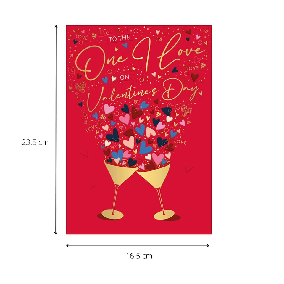 image 1 of Words 'n' Wishes Valentine Day Card to The One I Love on Valentine's Day, 23.5 x 16.5 cm, Red