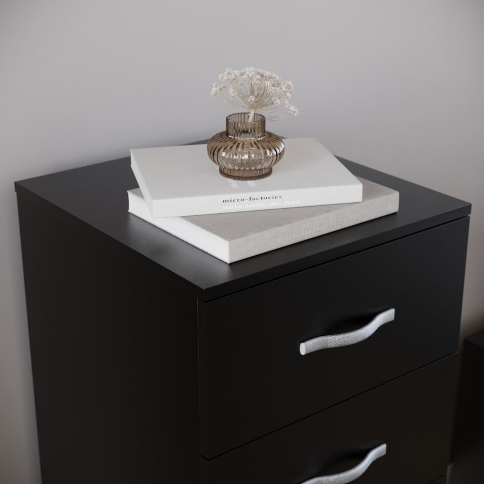 image 1 of Vida Designs Riano 5 Drawer Narrow Chest of Drawers Bedroom Storage, Black