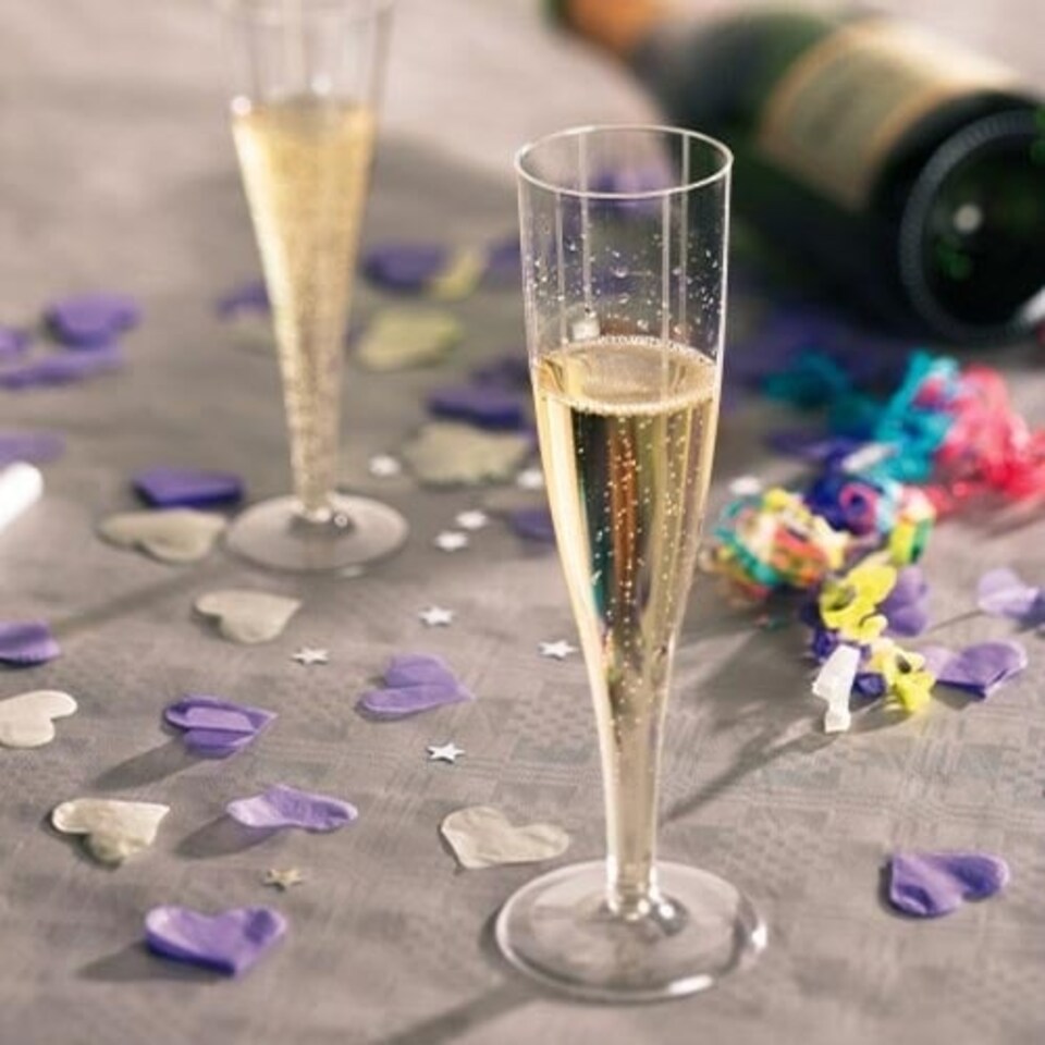 image 1 of Clear Plastic Champagne Tulip Flutes 100ml - Pack of 50