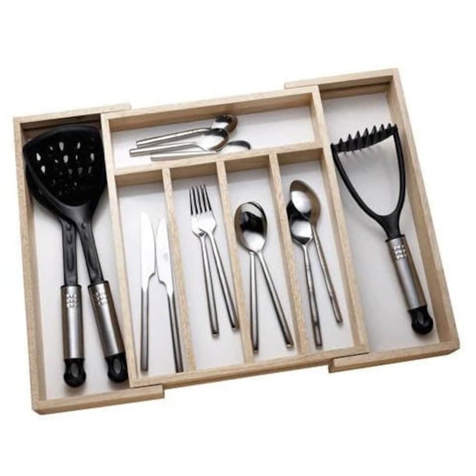 Rubber Wood Expanding Cutlery Tray