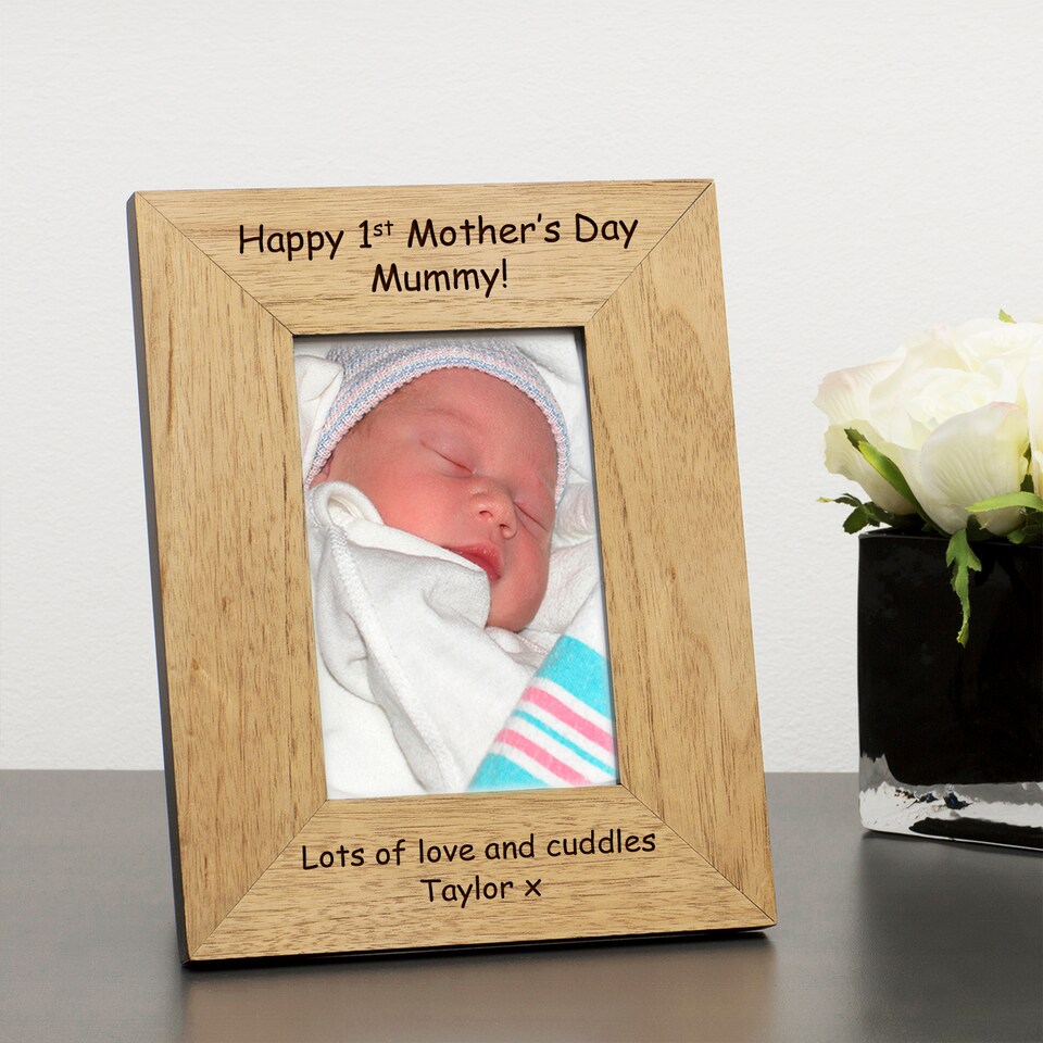 image 1 of Personalised Happy st Mo Mummy Wood Picture Frame 7 x 5 Mothers Day