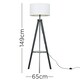 image 3 of ValueLights Morrigan White Shade Grey Wood Tripod Floor Lamp White