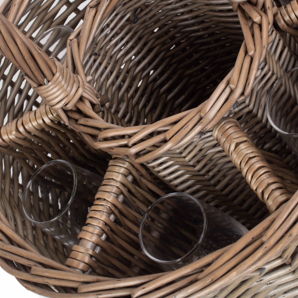 image 1 of Wicker Special Event Basket Basket Wine Glasses