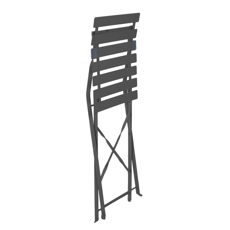 image 1 of Charles Bentley Folding Metal Bistro Set for Patio or Garden - Dark Grey