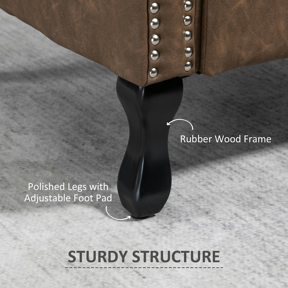image 1 of HOMCOM Chesterfield-style Wing Back Armchair Tufted Accent Chair Brown