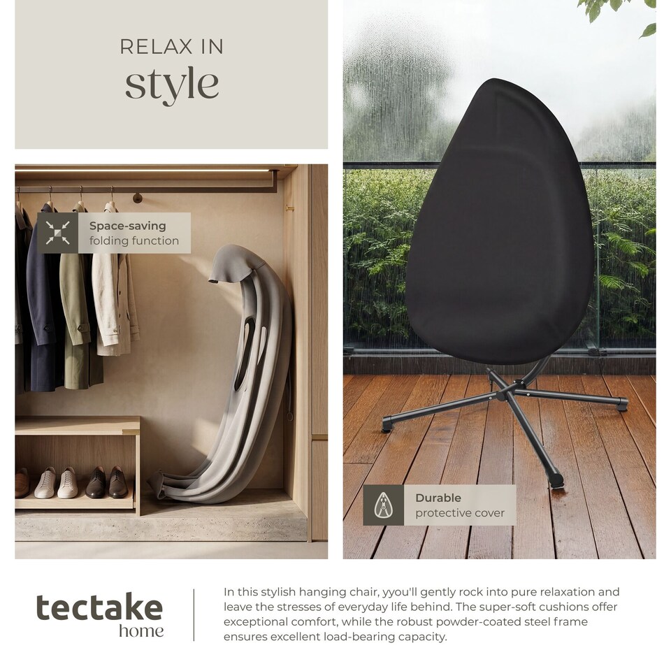 image 1 of Hanging Egg Chair Anika - with frame and extra thick seat cushion | Grey | light grey | One Size | 1