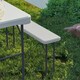 image 9 of Outsunny 3 Piece 4ft Folding Picnic Table and Bench Set, Portable HDPE Camping Table and Chairs with Carrying Handle for Indoor Outdoor, Dining, Camping, Picnic, BBQ, Party, White | White | Light Grey