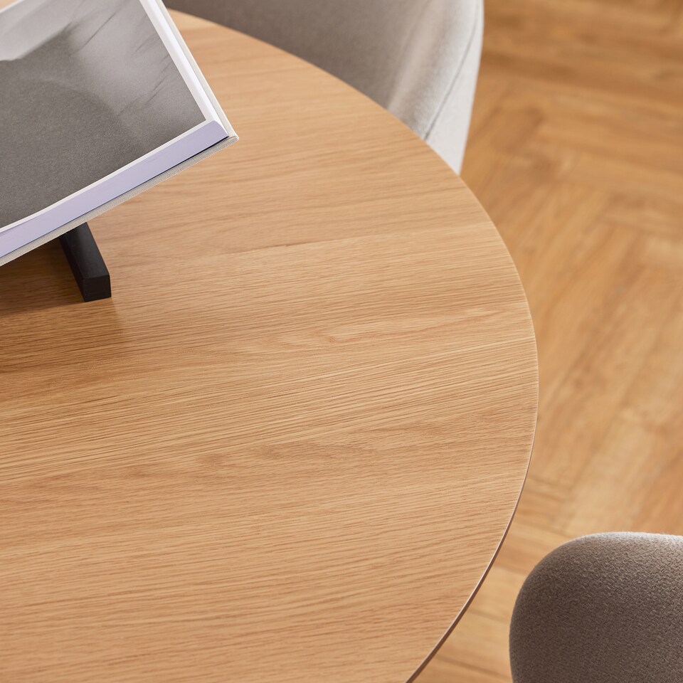 image 1 of Soli Round Dining Table in Oak and Black 120x75cm