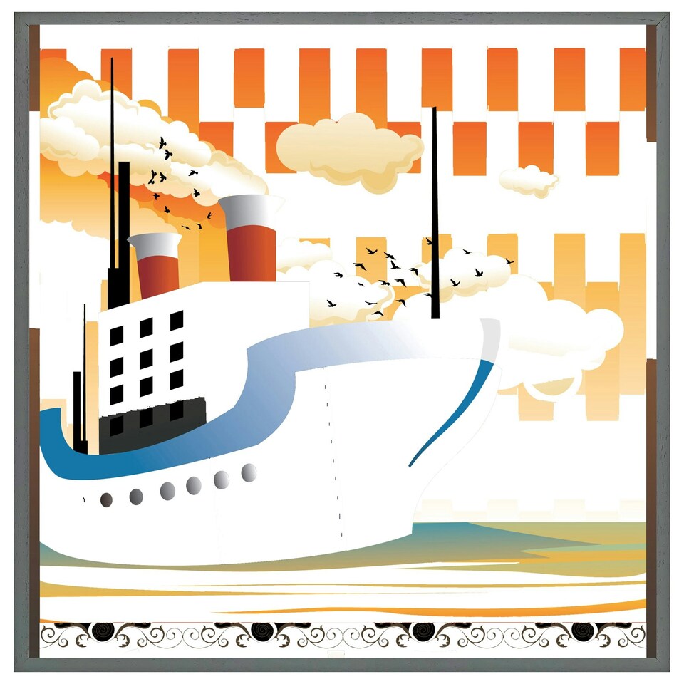 image 1 of Art deco ship (Picture Frame) Black | M