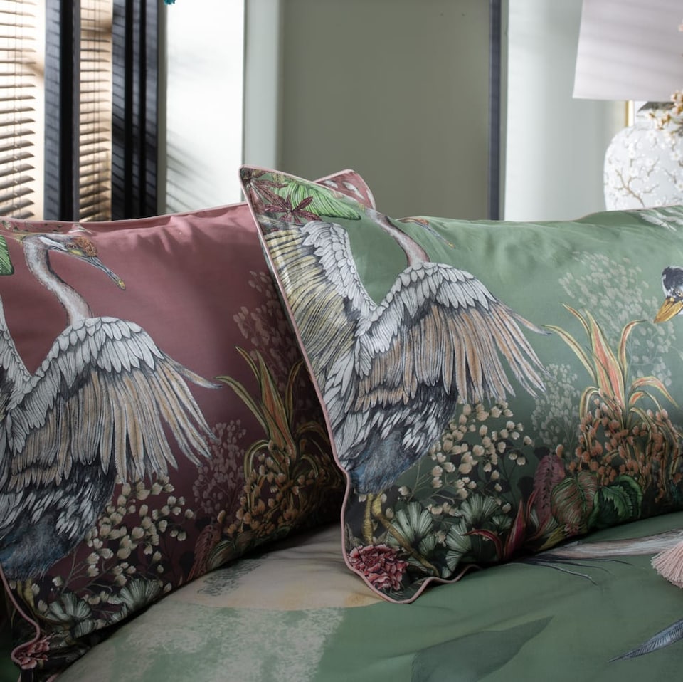 image 1 of Spirit of Kyoto Duvet Cover Set Cotton Japanese-Inspired Print, 200 Thread Count | Multi | King