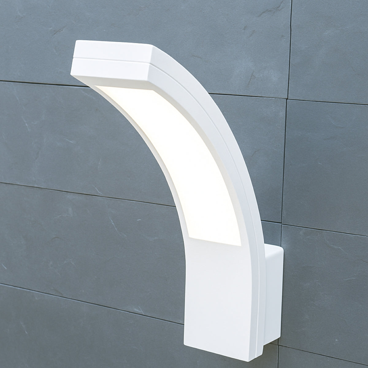 CGC PARIS White LED Curved Outdoor Wall Light White White Height: 25.5 cm, Width: 6.6 cm, Depth: 18.7 cm