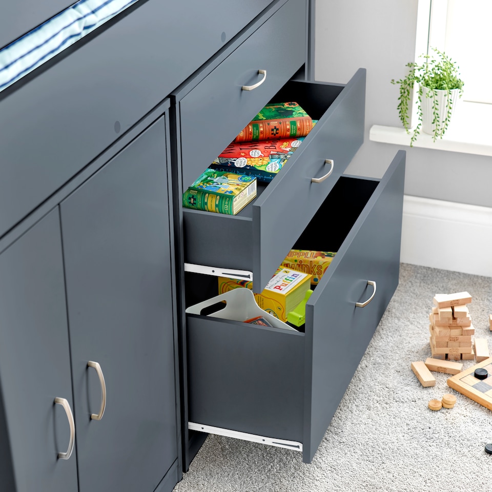 image 1 of Lacy Grey Storage Mid Sleeper And Noah Memory Foam Mattresses