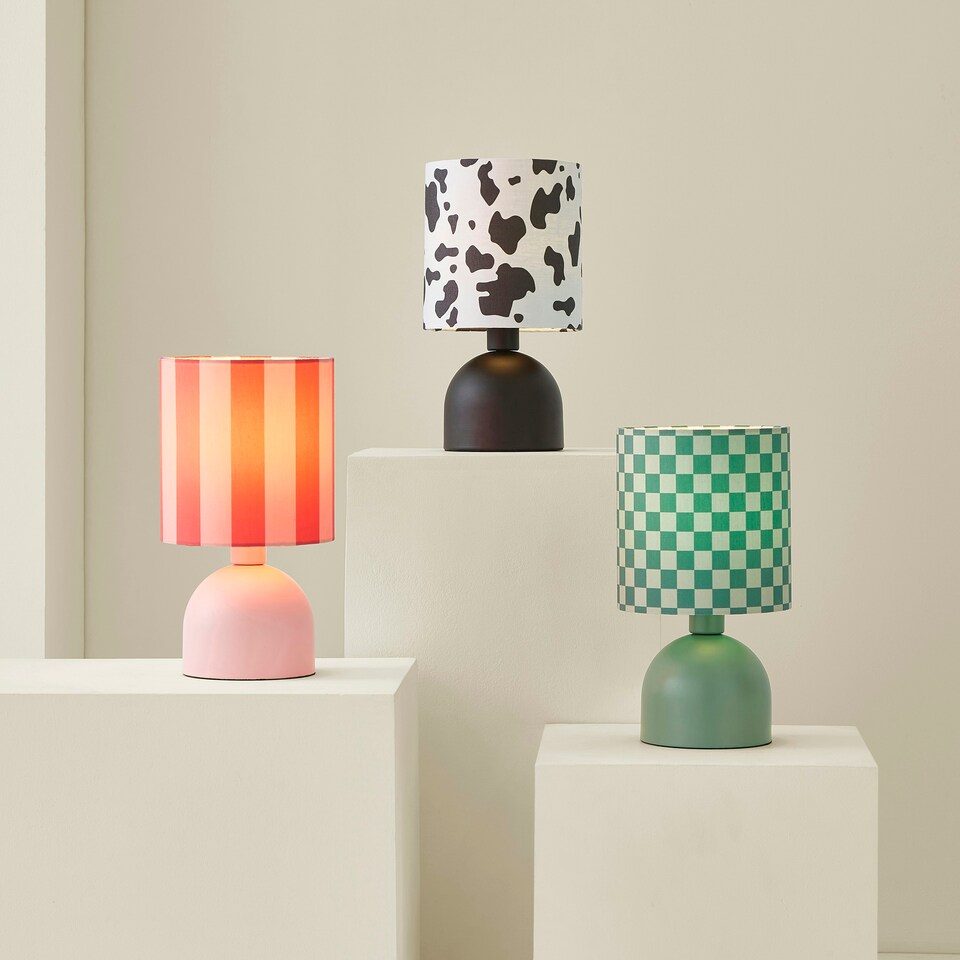 image 1 of ValueLights Miley Cow Print Shade Matte Black Table Lamp & Bulb Black