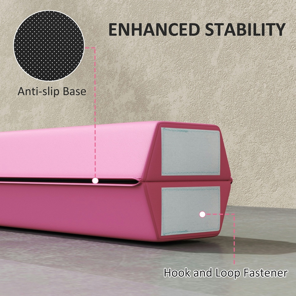 image 1 of SPORTNOW 7.7FT Folding Gymnastics Balance Beam with Anti-Slip Base, Pink