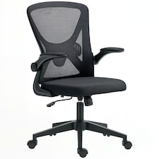 Vinsetto Ergonomic Mesh Office Chair with 90 Flip-up Armrests and Lumbar Support, Height Adjustable Computer Chair with Swivel Wheels, Black