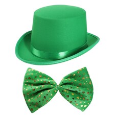 Pack Of 2 Irish Top Hat and Bowtie Green | One Size